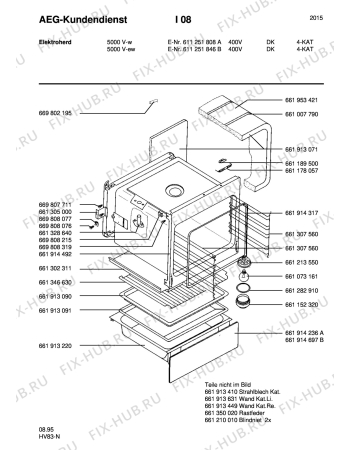 Взрыв-схема плиты (духовки) Aeg 5000V-W DK - Схема узла Section2